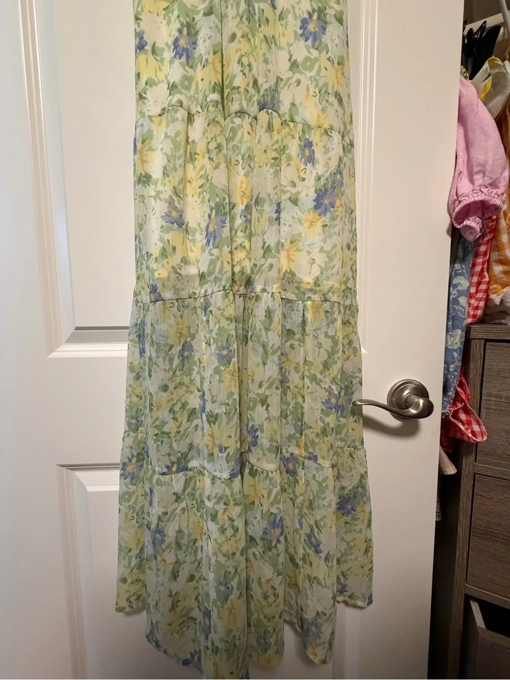 Abercrombie & Fitch Pastel Floral V-Neck Dress in Cream, Yellow & Blue